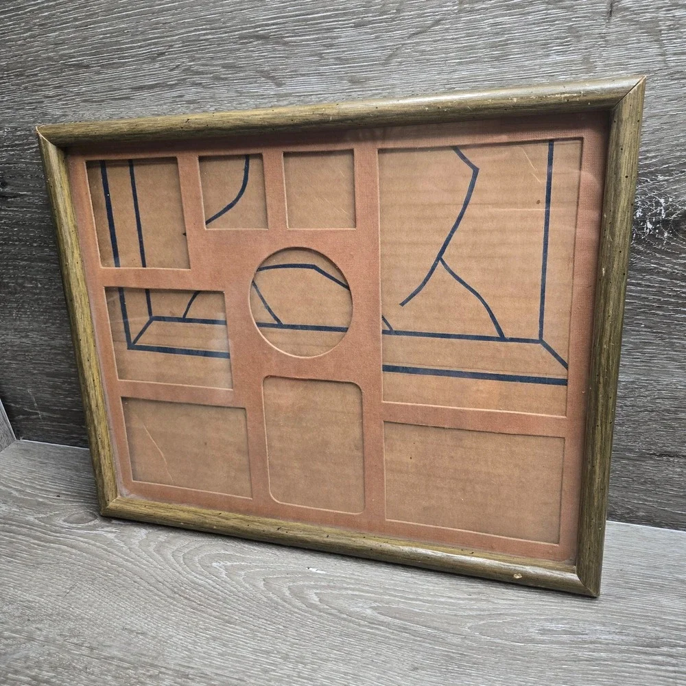 Vintage Wooden Multi Photo Frame Wall Hanging Collage Display 8 Openings 15 x 12